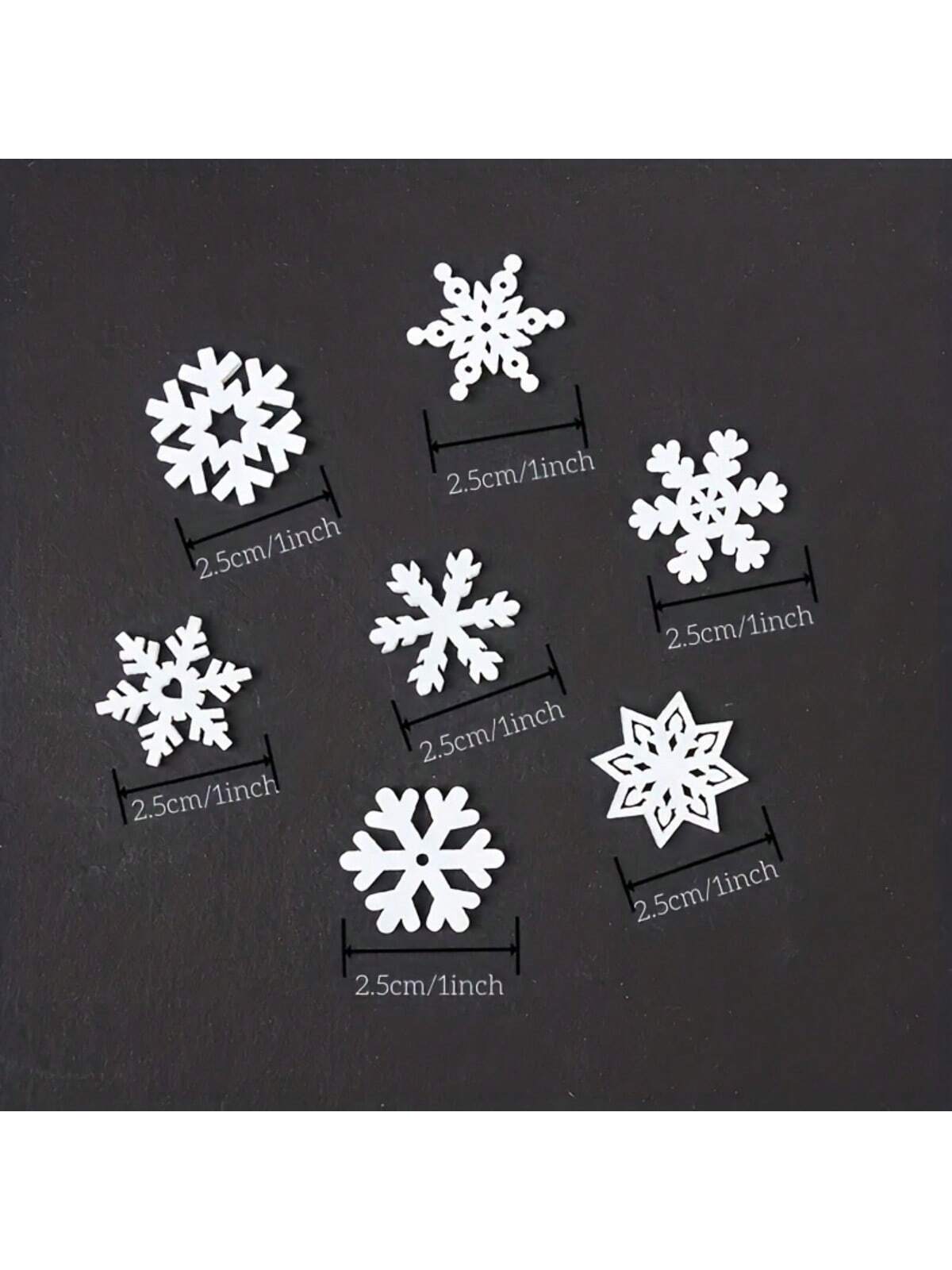 50pcs Mixed Design 25mm Christmas Snowflake Shaped Cutouts Wooden Chips For Diy Creative Home Decoration Scrapbooking And Christmas Handicraft Material Winter Arts Crafts,Christmas