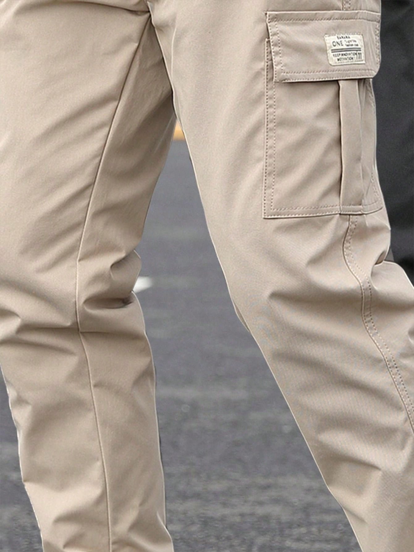 2pcs/Set Autumn New Men's Casual Elastic Waist Cargo Pants