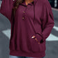 LUNE Plus Size Women's Solid Color Dropped Shoulder Long Sleeve Casual Hoodie, Spring Summer