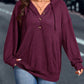 LUNE Plus Size Women's Solid Color Dropped Shoulder Long Sleeve Casual Hoodie, Spring Summer