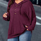 LUNE Plus Size Women's Solid Color Dropped Shoulder Long Sleeve Casual Hoodie, Spring Summer