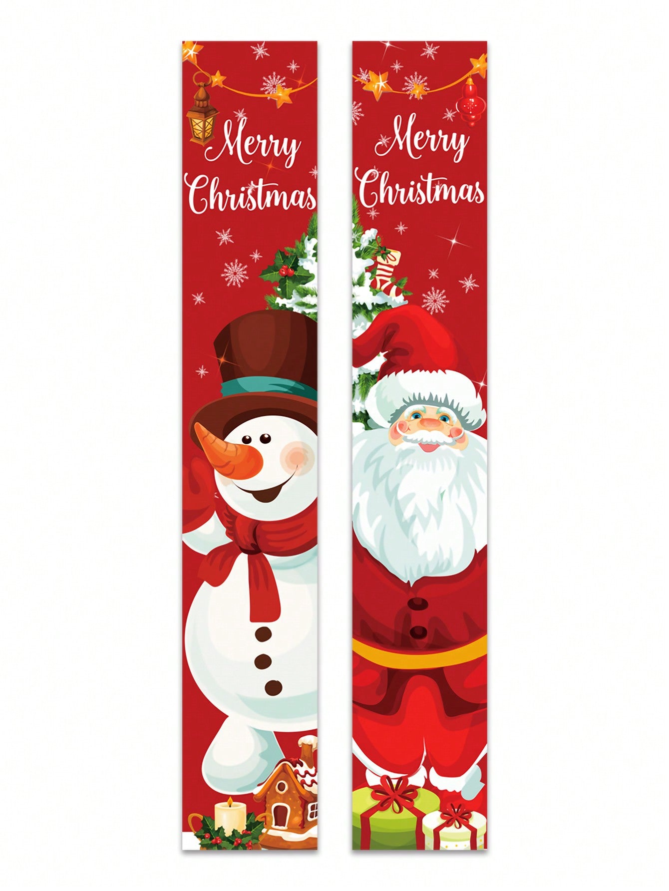 2pcs/Set New Santa And Christmas Snowman Designs Door Curtains, Banner Couplets Perfect For Decorating Family Christmas Party,Christmas