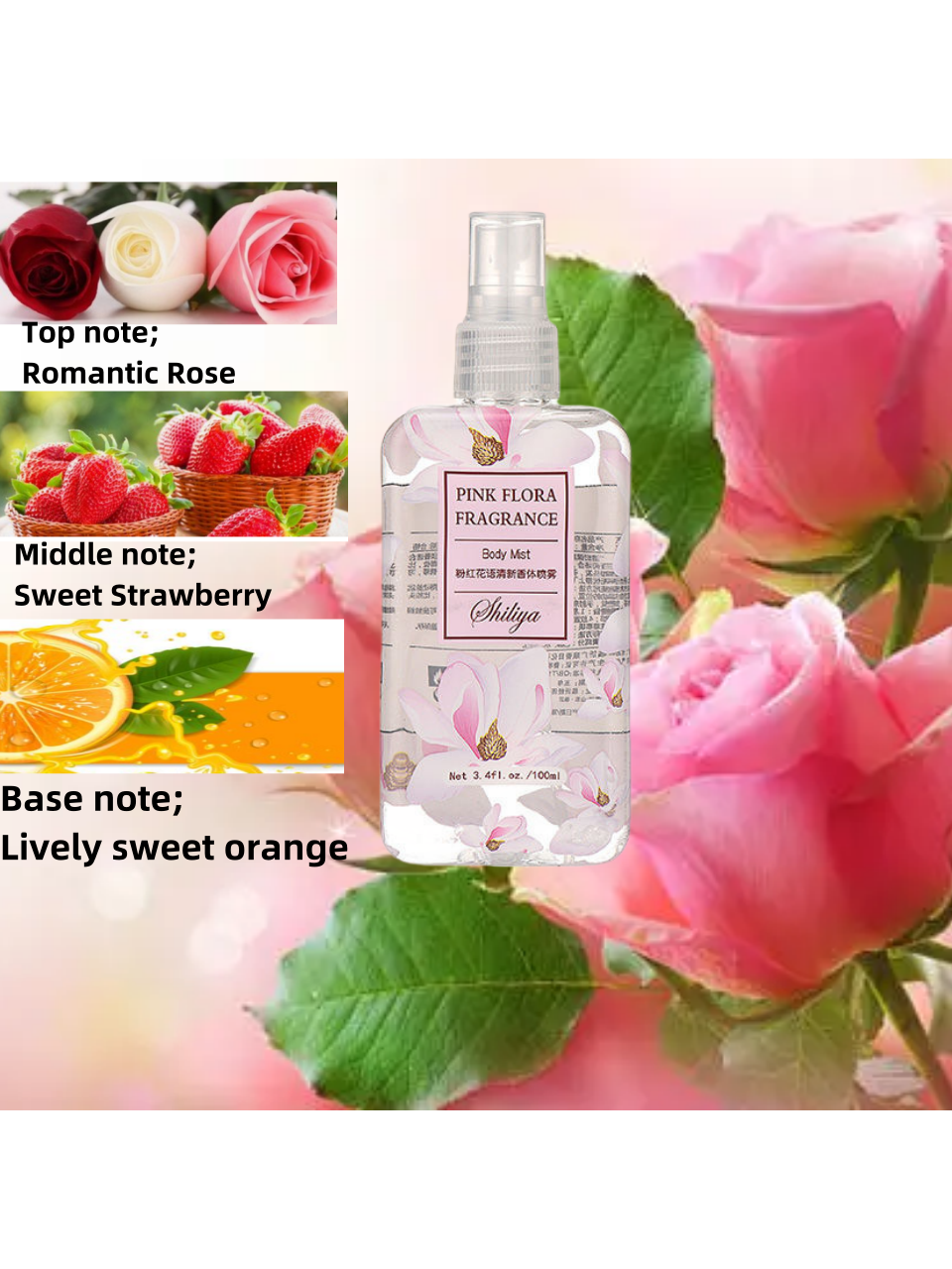 100ml 4 Pieces Of Mixed Body Fragrance Spray For Women Perfume Long Lasting Floral Fragrance Elegant Temperament Intoxicating Fragrance For Girls Suitable For Different Scenes Fragrance Spray Perfume