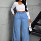 SXY Plus Size Elastic Waist Loose Straight Casual Comfortable Street Fashion Jeans