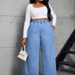 SXY Plus Size Elastic Waist Loose Straight Casual Comfortable Street Fashion Jeans