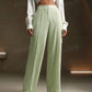 Anewsta High-Waisted Pear Shaped Figure Flattering Casual Straight Wide-Leg Pants