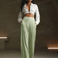 Anewsta High-Waisted Pear Shaped Figure Flattering Casual Straight Wide-Leg Pants