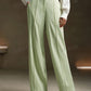 Anewsta High-Waisted Pear Shaped Figure Flattering Casual Straight Wide-Leg Pants