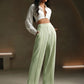 Anewsta High-Waisted Pear Shaped Figure Flattering Casual Straight Wide-Leg Pants