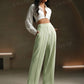 Anewsta High-Waisted Pear Shaped Figure Flattering Casual Straight Wide-Leg Pants