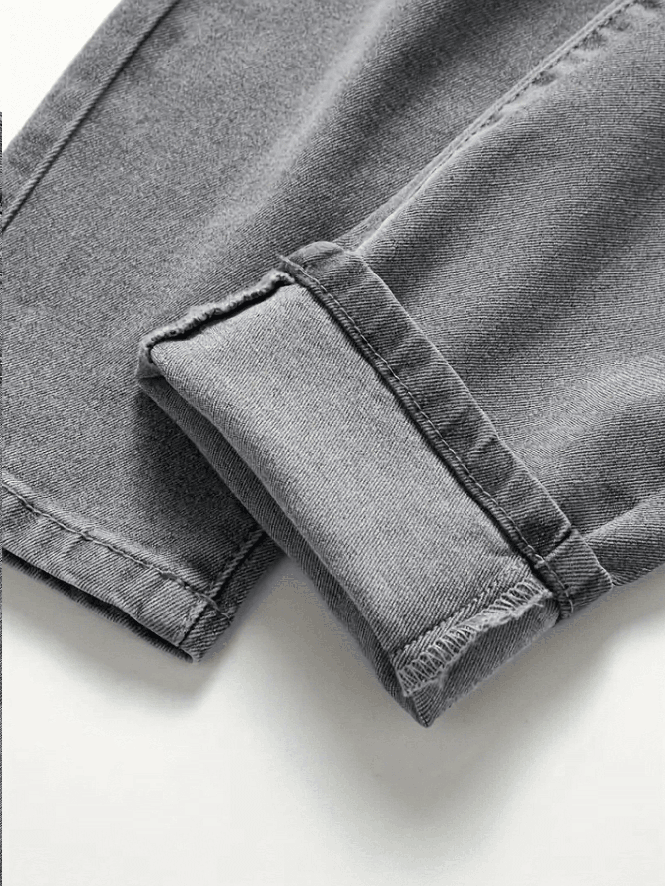 Men European American High Street Fashion Distressed Grey Denim Jeans