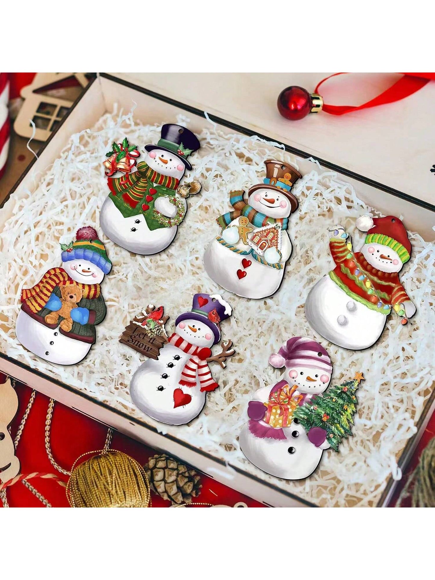 12PCS Christmas Wooden Ornaments, Christmas Tree Decoration Hanging Crafts, Party Supplies For Santa Claus And Dwarves, Walnut Clip Decorations Hanging On Trees, And Holiday Crafts,Christmas