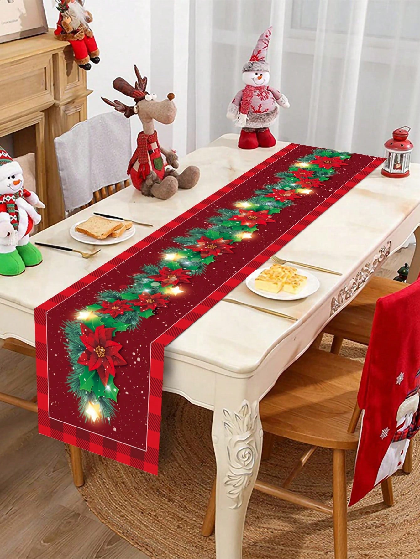 1Pc Christmas Polyester Table Runner Table Cloth Table Cover, Merry Christmas Table Runner, Christmas Atmospheric Decoration Supplies, Holiday Desktop Decoration,Xmas Party Decor,Home Decor, Table Decor,Christmas Decor,Noel,Navidad,Christmas