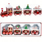 1pc Christmas Train With Painted Design Wooden Christmas Decoration, Mini Christmas Tree, Gingerbread Man, Christmas Train Decor For Holiday Party Tabletop Decoration (Santa Claus, Red)