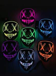 1pc LED Mask That Glows In The Dark, Perfect For Parties, Raves, Scary Cosplay (No Batteries Included) Halloween Skull Skeleton