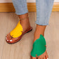 2024 Summer New Mango Two-Tone Women's Flat Casual Slippers