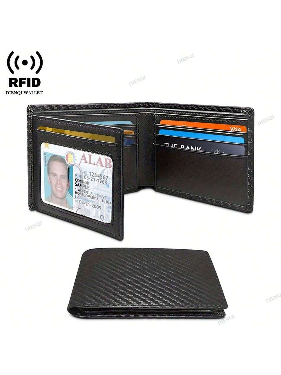 Minimalist Men's RFID Blocking Multi-Functional Thin 12-Card Wallet Bi-Fold Portable Card Holder Slim Money Clip Money Bag Male Purse, Business,Casual,Father's Day Gift