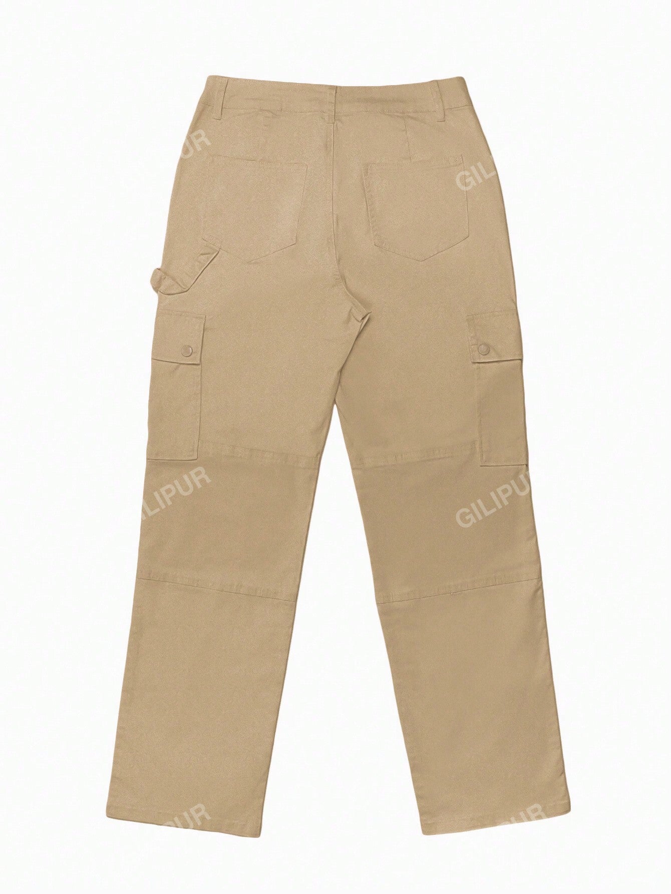 Casual Solid Flap Pocket Straight Leg Cargo Pants