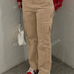 Casual Solid Flap Pocket Straight Leg Cargo Pants