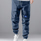 2pcs Men's Casual Cargo Pants With Letter Patch