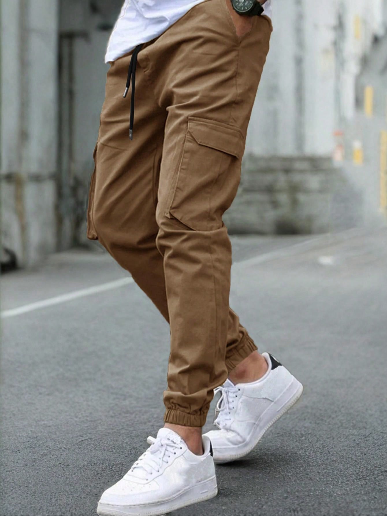 Men's New Multi-Pocket Cargo Pants, Ankle Cuff Casual Outdoor Trousers