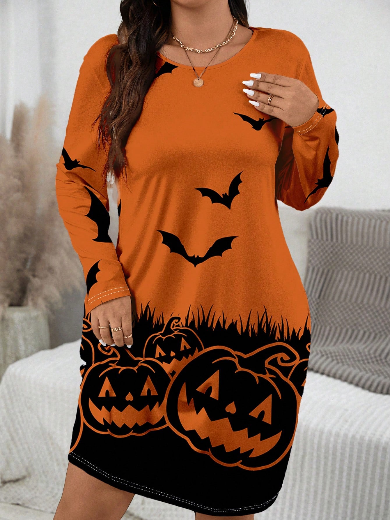 EMERY ROSE Plus Size Women's Halloween Pumpkin