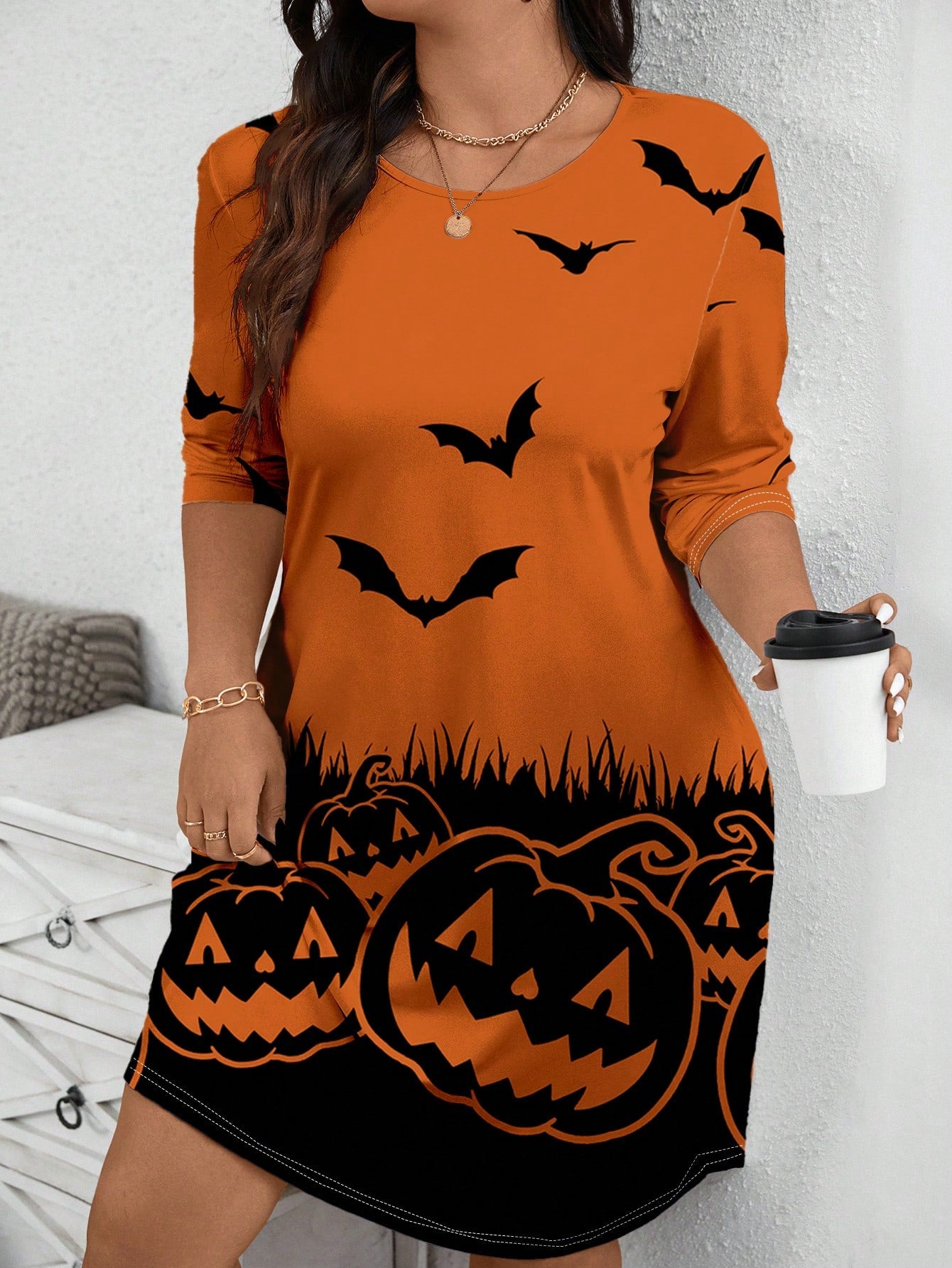 EMERY ROSE Plus Size Women's Halloween Pumpkin