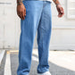 Manfinity Hypemode Loose Fit Men's Cotton Solid Color Denim Jeans With Slant Pockets