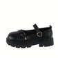 1pair Girls Heart-Shaped Buckle Waterproof Round Toe Flat Princess Style Casual Loafers Shoes, Suitable For All Seasons