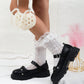 1pair Girls Heart-Shaped Buckle Waterproof Round Toe Flat Princess Style Casual Loafers Shoes, Suitable For All Seasons