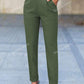 Casual Solid Color Tapered Trousers For Work/Commute