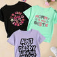 3pcs/Set Girls' Casual Comfortable Beautiful Floral Print Round Neck Short Sleeve T-Shirts