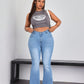 EZwear Plus Size Simple Casual Flare Leg Jeans