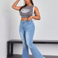 EZwear Plus Size Simple Casual Flare Leg Jeans