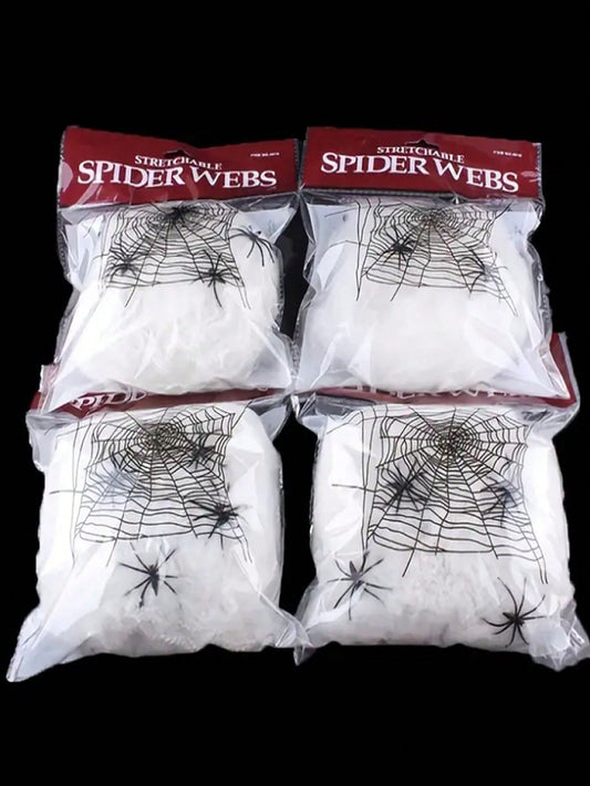 Ghostly Halloween Spider Webs - White Stretchy Spider Web Decorations For Haunted House, Bar, Room And Home Decor - Festival Gift Fall Autumn