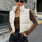 DAZY Zip Up Crop Vest Puffer Thick Coat, Winter Women Clothes, Padded Coat Women