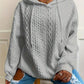 Plus Size Women Loose Casual Solid Color Jacquard Knit Long Sleeve Hoodie Sweatshirt