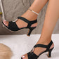 2024 New Fashion, Comfortable, High-End Quality Open Toe Thick/Low Heel Dress Party Sandals, Ankle Strap, Suitable For Work, Commute, Daily Wear