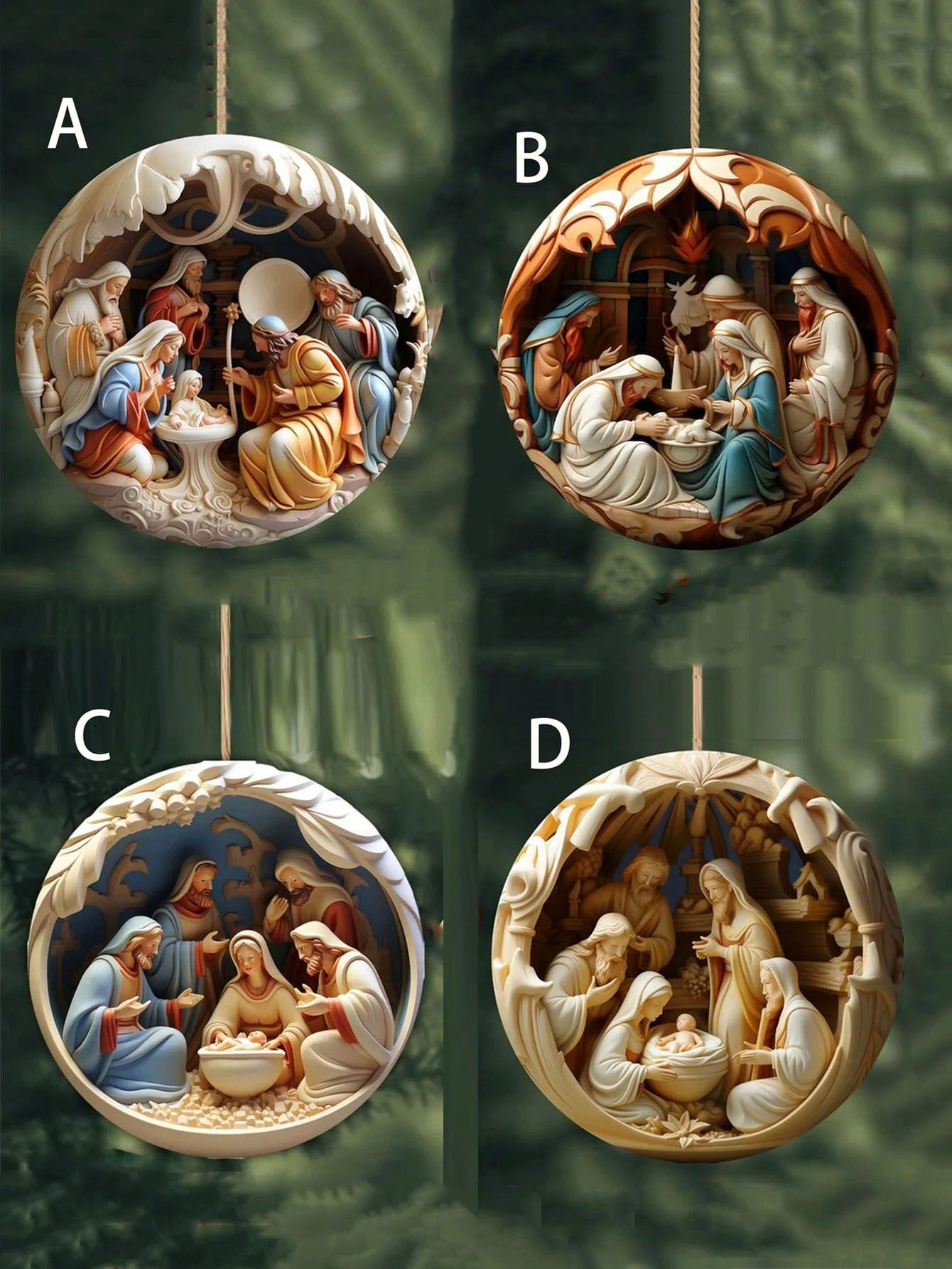 1/6Pcs Set Mary Jesus Nativity Manger Wooden Decoration, Wooden Pendant, Birth Full Moon Decoration, Birthday Decoration, Scene Decoration, Home Decoration, Holiday Party,Christmas