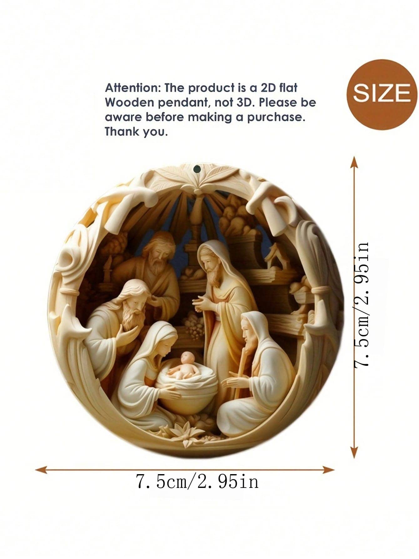 1/6Pcs Set Mary Jesus Nativity Manger Wooden Decoration, Wooden Pendant, Birth Full Moon Decoration, Birthday Decoration, Scene Decoration, Home Decoration, Holiday Party,Christmas