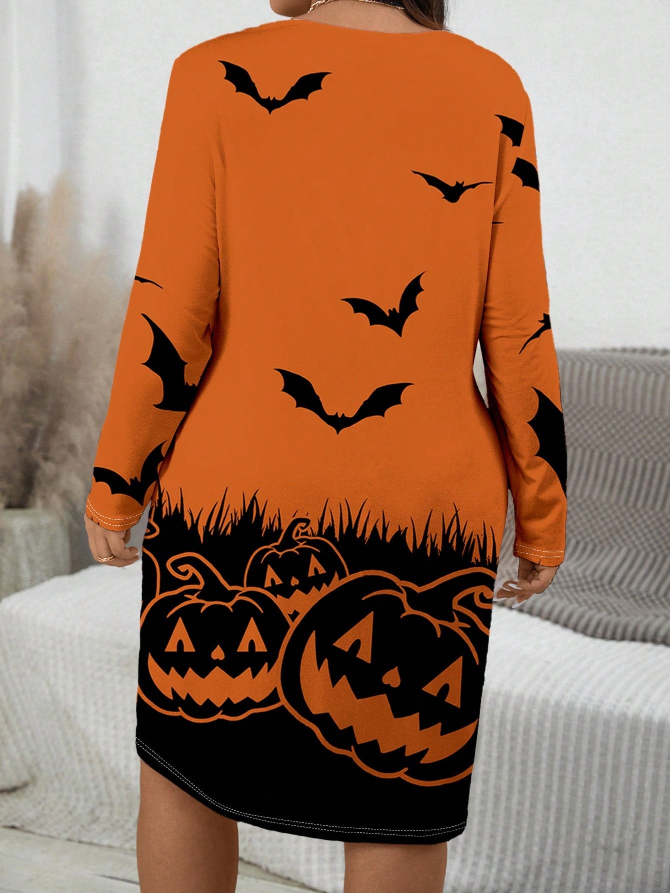 EMERY ROSE Plus Size Women's Halloween Pumpkin