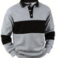 Manfinity Homme Men's Button-Up Long Sleeve Striped Pullover Sweatshirt Quarter Zip Going Out Casual Color Block Sweatshirt, For Friends, Husband, Boyfriend Gifts