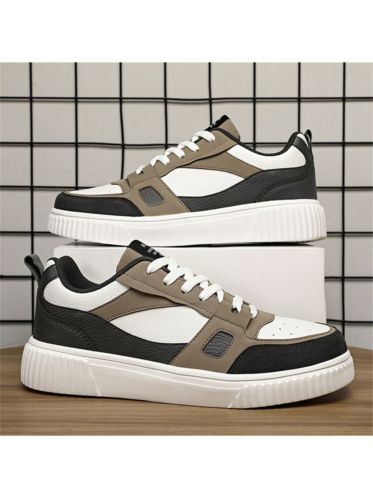 Men's Stylish Street Style Skateboard Shoes, Comfortable Non-Slip Casual Lace-Up Sneakers For Men's Outdoor Activities