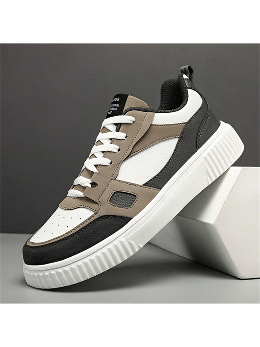 Men's Stylish Street Style Skateboard Shoes, Comfortable Non-Slip Casual Lace-Up Sneakers For Men's Outdoor Activities