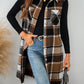 LUNE Plaid Pocket Sleeveless Casual Women Vest Jacket