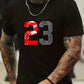 Men's Fashion Number 23 Printed Round Neck Short Sleeve Daily Casual Popular T-Shirt