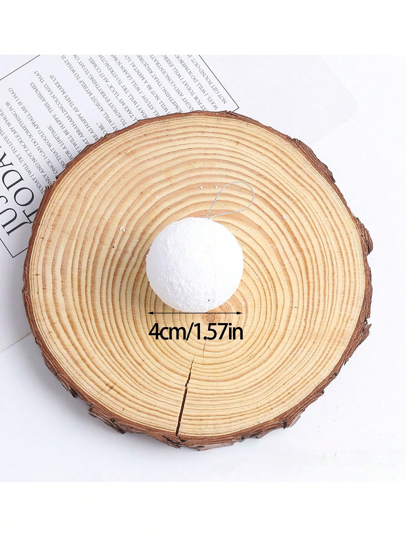 6pcs 4cm/6cm/8cm Christmas Tree Decoration White Foam Snow Balls Hanging Ornaments, Wedding Ceiling Decor, Holiday Store Decorations,Christmas