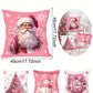 4pcs/Set Pink Christmas Cushion Cover, 45x45cm Santa Claus Snowman Xmas Tree Design Decorative Throw Pillow Case Christmas Decorations For Home 2024 Room Sofa Chair Pillowcase Ornaments Gifts Festive Holiday Party Supplies