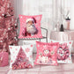 4pcs/Set Pink Christmas Cushion Cover, 45x45cm Santa Claus Snowman Xmas Tree Design Decorative Throw Pillow Case Christmas Decorations For Home 2024 Room Sofa Chair Pillowcase Ornaments Gifts Festive Holiday Party Supplies