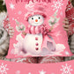 4pcs/Set Pink Christmas Cushion Cover, 45x45cm Santa Claus Snowman Xmas Tree Design Decorative Throw Pillow Case Christmas Decorations For Home 2024 Room Sofa Chair Pillowcase Ornaments Gifts Festive Holiday Party Supplies